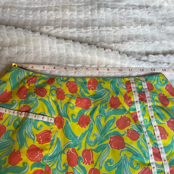 LILLY PULITZER 60s/70s Mini Skirt Tulip Floral Yellow‎ Vintage Retro Pocket - Picture 2 of 8